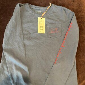 VIneyard Vines - Boys Long Sleeve Logo Shirt - Blue - New